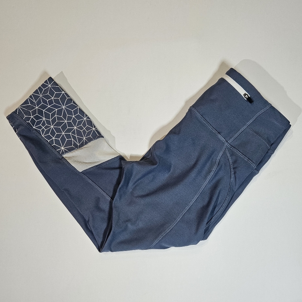 RBX Yoga Pants Womens Small Blue Silver Accent Athletic Performance Wear Legging